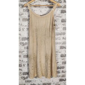 Raya‎ Suns Mini Slip Dress XL Beach Cover Up Embroidered Palm Tree Sleeveless